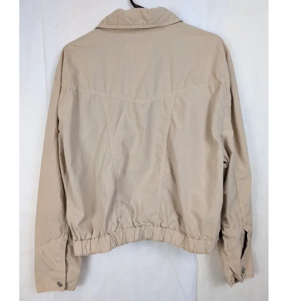 AMO Bridle tan cotton jacket Size Large Lightweight Minimal Moto Coastal